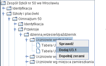 Menu kontekstowe SIO2
